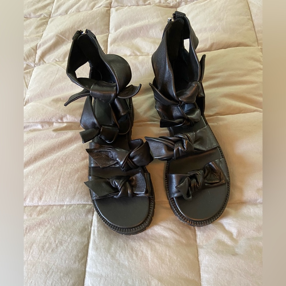 All Saints Leather Bow Gladiator Shoes